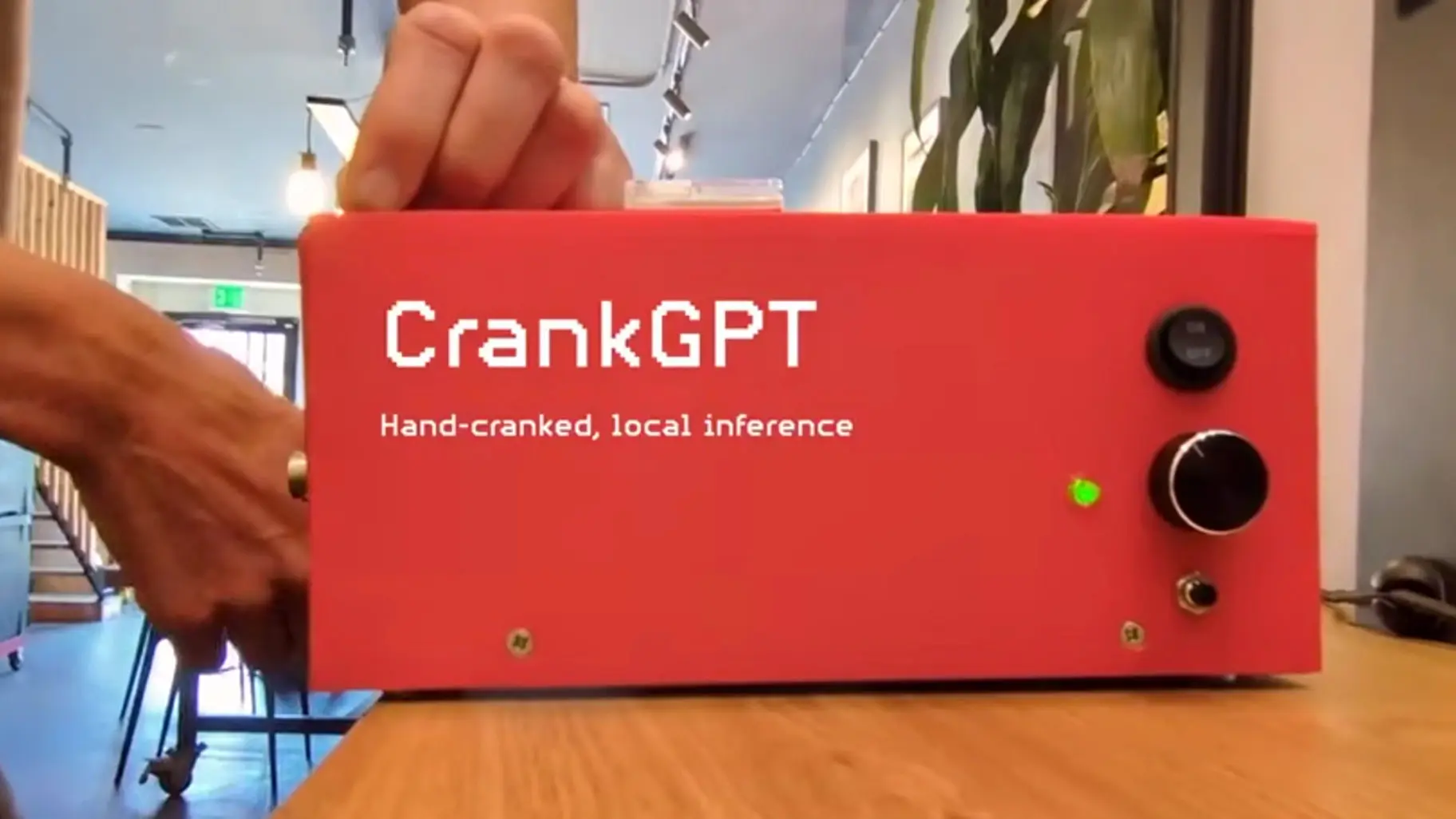 CrankGPT is a private AI chatbot that's powered entirely by your hand